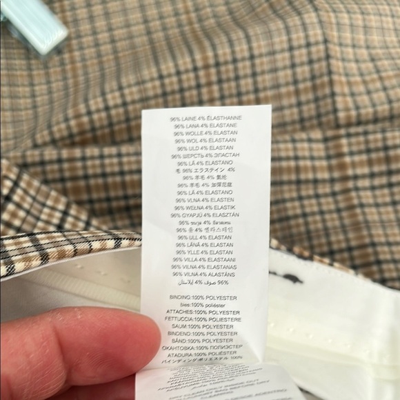 MICHAEL KORS NWOT Wool Lightweight Beige Checkered Cropped Trousers, Size 10 - Picture 6 of 12